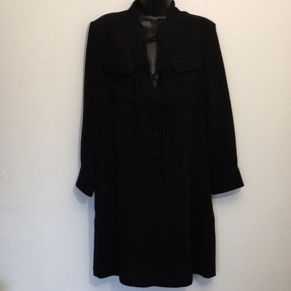 Theory Black Lace-Up Tunic Blouse: Size 4